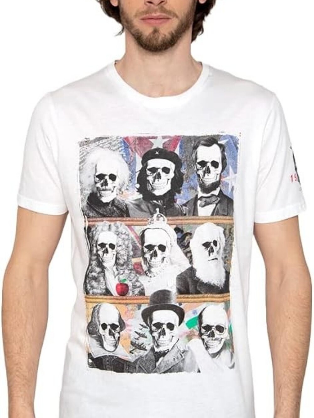 Brave Soul White Short Sleeve Graphic Skull Portrait Tee Small New